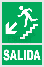 señal salida escalera abajo izquierda