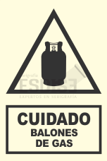 señal fotoluminiscente cuidado balones de gas