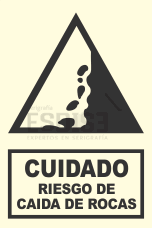 señal fotoluminiscente cuidado riesgo de rocas