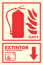 señal fotoluminiscente extintor acetato de potasio - clase k