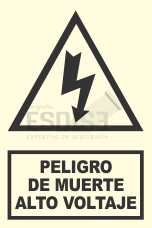 señal fotoluminiscente peligro alto voltaje