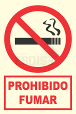 señal fotoluminiscente prohibido fumar