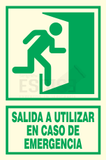 señal fotoluminiscente salida en caso de emergencia