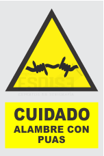 señal cuidado alambre con puas