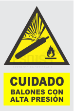 señal cuidado balones con alta presion