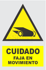 señal cuidado faja en movimiento