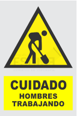 señal cuidado hombres trabajando