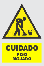 señal cuidado piso mojado