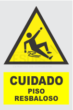 señal cuidado piso resbaloso