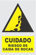 señal cuidado riesgo caida de rocas