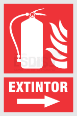señal extintor flecha derecha