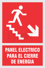 señal panel electrico para cierre escalera abajo derecha