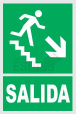 señal salida escalera abajo derecha