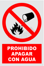 señal prohibido apagar con agua