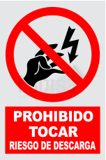 señal prohibido tocar riesgo de descarga
