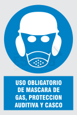 uso obligatorio mascara de gas proteccion auditiva y casco