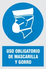 uso obligatorio mascarilla y gorro
